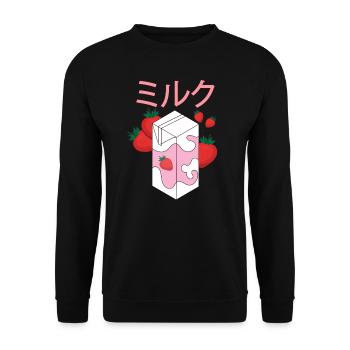 Strawberry Milk Manga Japan Anime Ramen Sweet Gift - Unisex Sweatshirt - black - Front - Alina (178cm) & Michal (187cm)