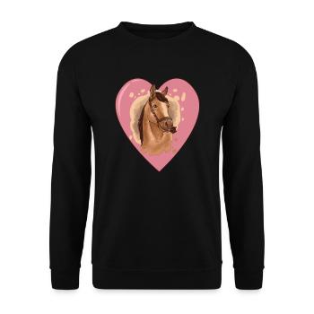 Cheval avec coeur pour chevaux aux toits de chevaux - Sweat-shirt Unisexe - noir - Devant - Alina (178cm) & Michal (187cm)