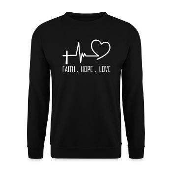 Glaube Hoffnung Liebe - Unisex Pullover - Schwarz - Vorne - Alina (178cm) & Michal (187cm)