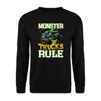 Monster Trucks rule coole Monster Truck Geschenke - Unisex Pullover - Schwarz - Vorne - Alina (178cm) & Michal (187cm)