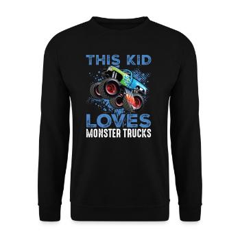 Cet enfant aime Monster Trucks Blue Monster - Sweat-shirt Unisexe - noir - Devant - Alina (178cm) & Michal (187cm)