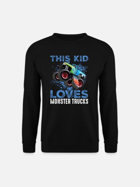 Cet enfant aime Monster Trucks Blue Monster - Sweat-shirt Unisexe - noir