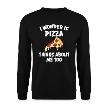 Pizza Morceau de pizza Drôle de rengaine Fast Food Cadeau - Sweat-shirt Unisexe - noir - Devant - Alina (178cm) & Michal (187cm)