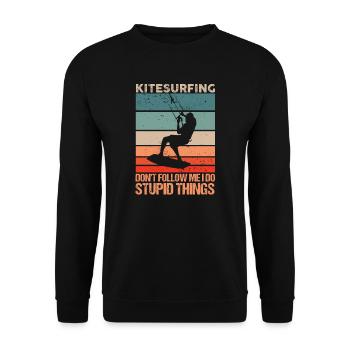 Kiteboard Kite Surf Surf Surf Retro Vintage Kiten - Sweat-shirt Unisexe - noir - Devant - Alina (178cm) & Michal (187cm)