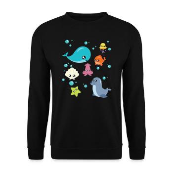 Whale Fish Jellyfish Whales Shell Sea Ocean Gift - Unisex Sweatshirt - black - Front - Alina (178cm) & Michal (187cm)