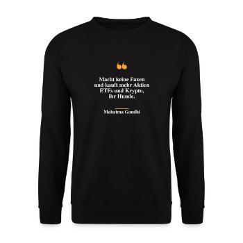 Lustige Börsenweisheiten Aktien Krypto ETF - Unisex Pullover - Schwarz - Vorne - Alina (178cm) & Michal (187cm)