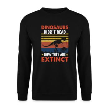 Les dinosaures n’ont pas lu maintenant vous êtes - Sweat-shirt Unisexe - noir - Devant - Alina (178cm) & Michal (187cm)