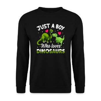 Only a boy who loves dinosaurs - Unisex Sweatshirt - black - Front - Alina (178cm) & Michal (187cm)