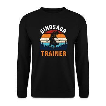 Dinosaurier Trainer Lustige Dinosauriergeschenke - Unisex Pullover - Schwarz - Vorne - Alina (178cm) & Michal (187cm)