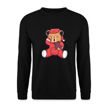Tired bear yawns and holds teddy bear - Unisex Sweatshirt - black - Front - Alina (178cm) & Michal (187cm)