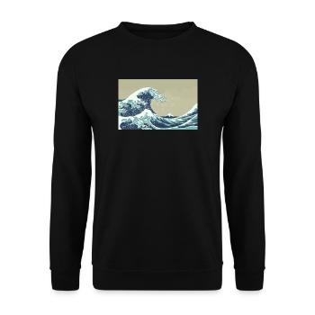 Great Wave of Kanagawa - Unisex Pullover - Schwarz - Vorne - Alina (178cm) & Michal (187cm)