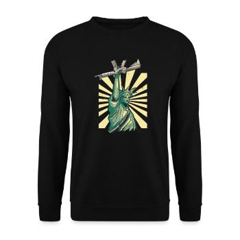 Statue of Liberty with machine gun AR 15 - Unisex Sweatshirt - black - Front - Alina (178cm) & Michal (187cm)