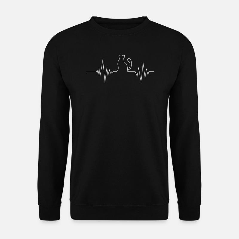 CAT HEARTBEAT - Unisex Sweatshirt - black