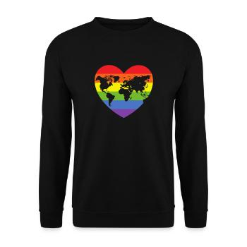 Rainbow Heart LGBT CSD Love - Unisex Sweatshirt - black - Front - Alina (178cm) & Michal (187cm)