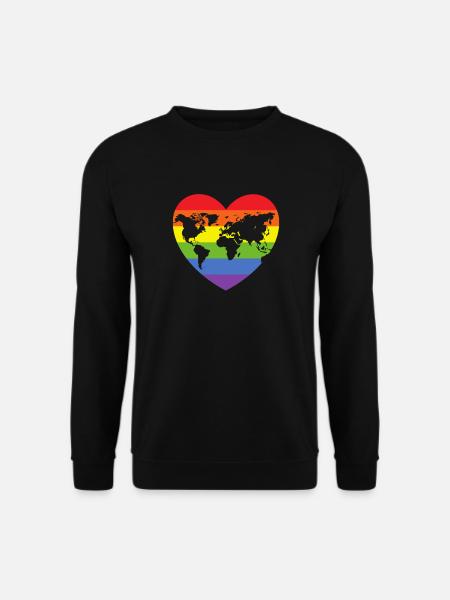 Regenbogen Herz LGBT CSD Love - Unisex Pullover - Schwarz