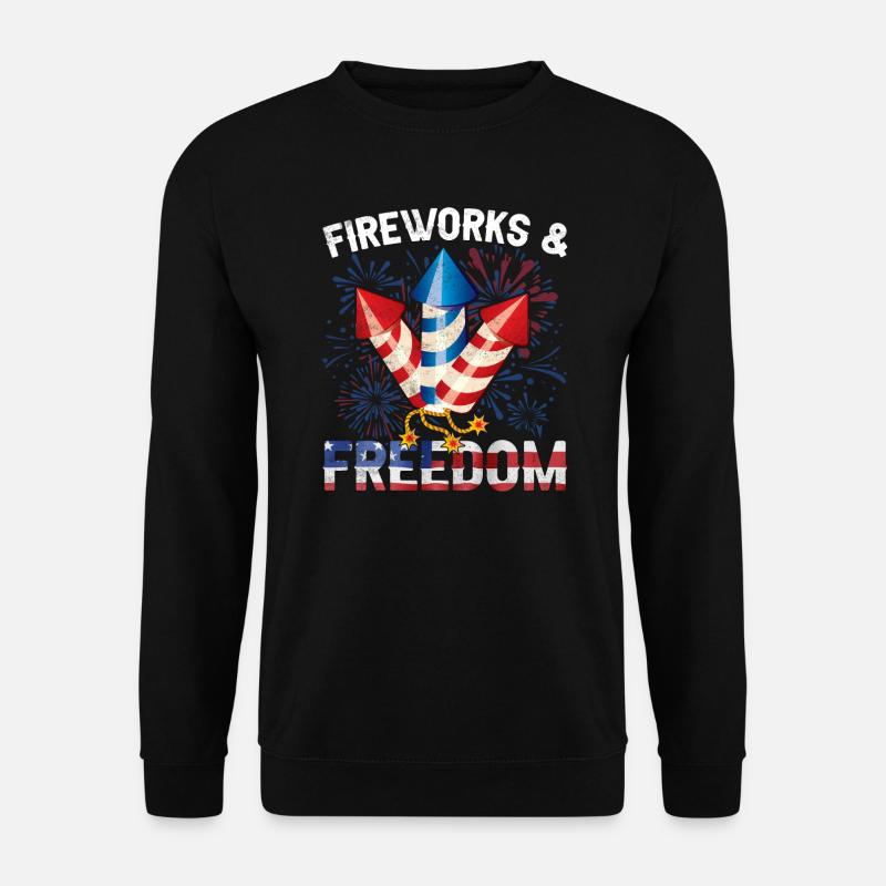 Feuerwerk und Freiheit 4. Juli Feuerwerkskörper - Unisex Pullover - Schwarz