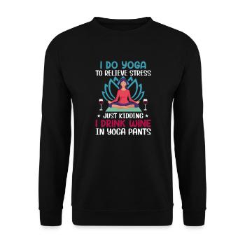 Je fais du yoga, Pour soulager le stress, Juste pour s’amuser - Sweat-shirt Unisexe - noir - Devant - Alina (178cm) & Michal (187cm)