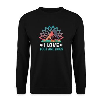 I love Yoga and Dogs Funny Yoga Dogs Asana - Unisex Sweatshirt - black - Front - Alina (178cm) & Michal (187cm)