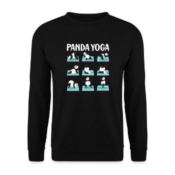 Lustige Panda Yoga Haltungen - Unisex Pullover - Schwarz - Vorne - Alina (178cm) & Michal (187cm)