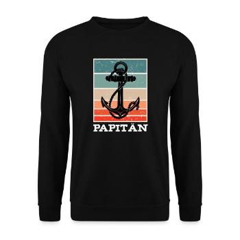 Papitän Capitän Anker Retro Vintage Papa - Unisex Pullover - Schwarz - Vorne - Alina (178cm) & Michal (187cm)