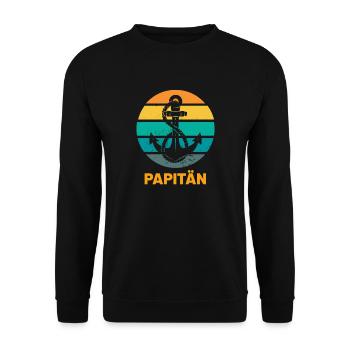 Papitän Capitän Anker Retro Vintage Papa - Unisex Pullover - Schwarz - Vorne - Alina (178cm) & Michal (187cm)