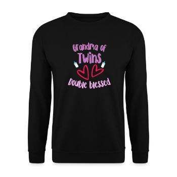 Grand-mère de jumeaux Double béni drôle - Sweat-shirt Unisexe - noir - Devant - Alina (178cm) & Michal (187cm)