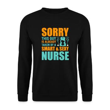 Sorry, This Guy Is Already One - Unisex Sweatshirt - black - Front - Alina (178cm) & Michal (187cm)