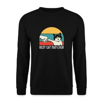 Vintage Best Cat Dad Daddy Retro - Unisex Sweatshirt - black - Front - Alina (178cm) & Michal (187cm)