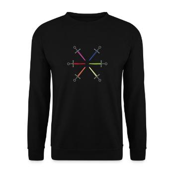 LGBT Flag Light Swords Gay Pride Sword - Unisex Pullover - Schwarz - Vorne - Alina (178cm) & Michal (187cm)