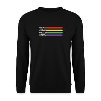 LGBT Flag Light Swords Gay Pride Sword - Unisex Pullover - Schwarz - Vorne - Alina (178cm) & Michal (187cm)