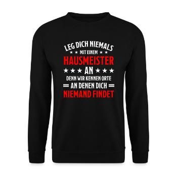 Hausmeister Lustiger Spruch Handwerker Geschenk - Unisex Pullover - Schwarz - Vorne - Alina (178cm) & Michal (187cm)