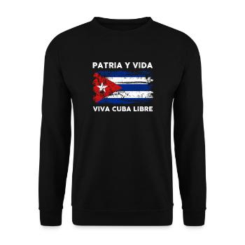 Free Patria Y Vida Cuba Drapeau Libre - Sweat-shirt Unisexe - noir - Devant - Alina (178cm) & Michal (187cm)