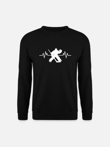 Eishockey Heartbeat Fun Eishockeyspieler Geschenk - Unisex Pullover - Schwarz