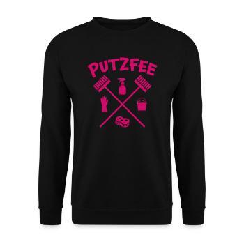 Putzfee Lustiger Spruch Putzfrau Haushalt Geschenk - Unisex Pullover - Schwarz - Vorne - Alina (178cm) & Michal (187cm)