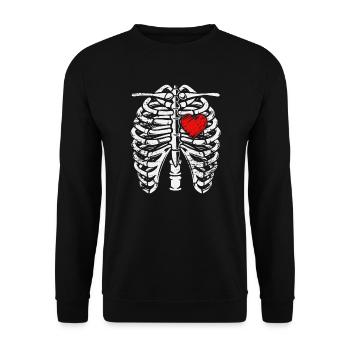 Rib Cage - Heart - Skeleton - Anatomy - X-Ray - Ha - Unisex Sweatshirt - black - Front - Alina (178cm) & Michal (187cm)