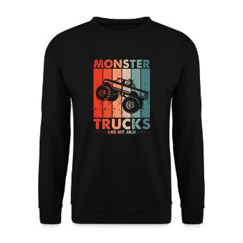 Vintage Monster Truck Are My Jam Retro engines - Unisex Sweatshirt - black - Front - Alina (178cm) & Michal (187cm)