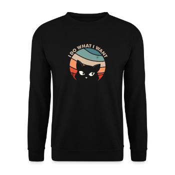 Vintage I Do What I Want Lovers Cat Retro - Unisex Sweatshirt - black - Front - Alina (178cm) & Michal (187cm)