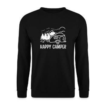 Happy Camper Retro Vintage Van Life Campen - Sweat-shirt Unisexe - noir - Devant - Alina (178cm) & Michal (187cm)