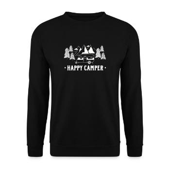 Happy Camper Retro Vintage Van Life Campen - Sweat-shirt Unisexe - noir - Devant - Alina (178cm) & Michal (187cm)