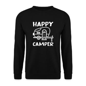 Happy Camper Retro Vintage Van Life Campen - Sweat-shirt Unisexe - noir - Devant - Alina (178cm) & Michal (187cm)