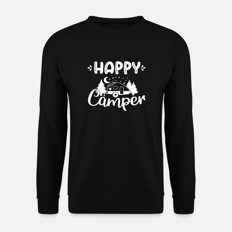 Happy Camper Retro Vintage Van Life Campen - Unisex Pullover - Schwarz