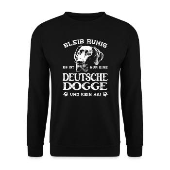 Bleib ruhig - es ist nur eine Deutsche Dogge - Unisex Pullover - Schwarz - Vorne - Alina (178cm) & Michal (187cm)