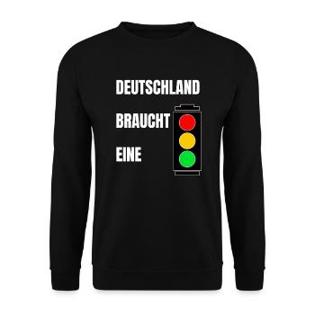 Deutschland braucht eine Ampel | Koalition - Unisex Pullover - Schwarz - Vorne - Alina (178cm) & Michal (187cm)