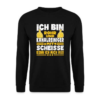 Rohrreinigung Kanalreinigung Lustiges Kanalreinige - Unisex Pullover - Schwarz - Vorne - Alina (178cm) & Michal (187cm)