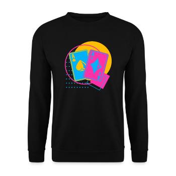 Retro Poker Player Vintage Poker Texas Holdem - Unisex Sweatshirt - black - Front - Alina (178cm) & Michal (187cm)