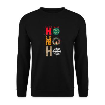 Ho Ho Ho Boules de Noël Couronne Flocons de Neige Drôle X - Sweat-shirt Unisexe - noir - Devant - Alina (178cm) & Michal (187cm)