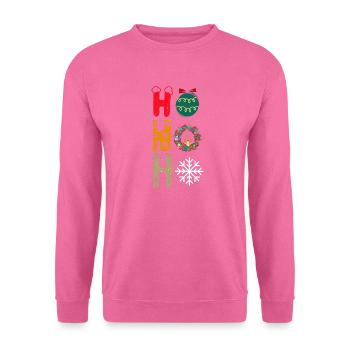 Ho Ho Ho Boules de Noël Couronne Flocons de Neige Drôle X - Sweat-shirt Unisexe - rose - Devant