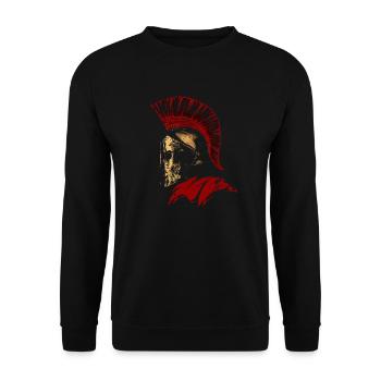 Spartan Soldier Corinthian Helmet Leonidas Red Cap - Unisex Sweatshirt - black - Front - Alina (178cm) & Michal (187cm)