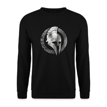 Spartanischer Soldat Korinthischer Helm Leonidas Spartan - Unisex Pullover - Schwarz - Vorne - Alina (178cm) & Michal (187cm)