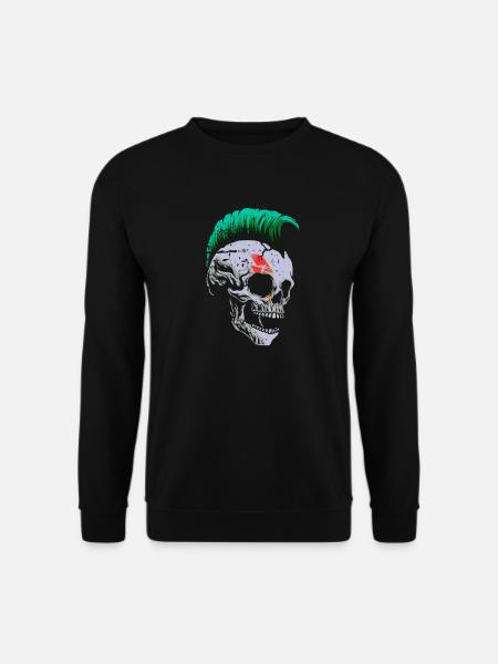Punk Rock Skull Mohawk Heavy Metal Acid Rock - Unisex Pullover - Schwarz